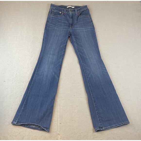 Levi's 726 Flare Womens Sz 27 Jeans Blue Dark Wash Stretch - Picture 1 of 13